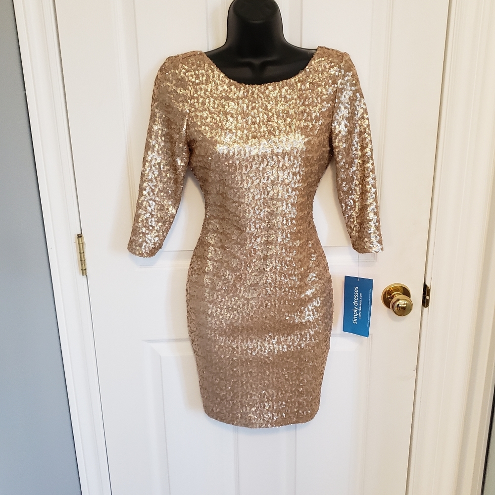 NWT GOLD SEQUIN DRESS